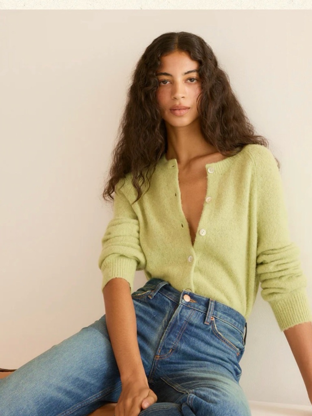 Doen Petra Mohair Cardigan Green